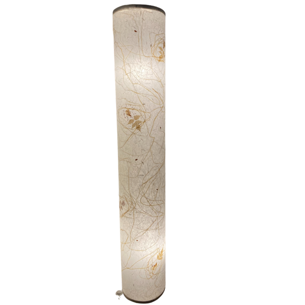 Lampada a colonna in carta di riso con decorazione
