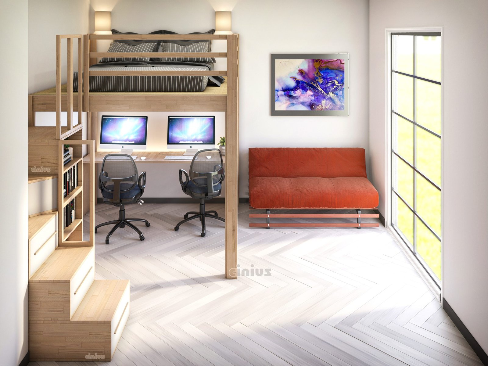 Yen E Cinius B scaled Letto a Soppalco Yen-E - Piano Fisso - immagine 2