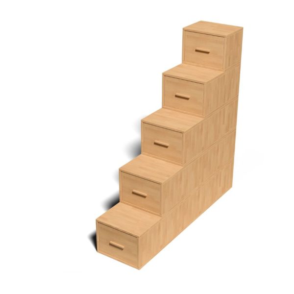 Scala a Cubi Frontale Kai con  5 Cassetti - H150x P150